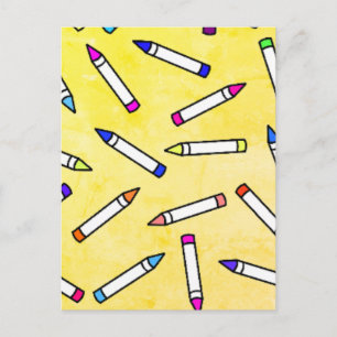 Cartoon Crayon Pattern Postcard