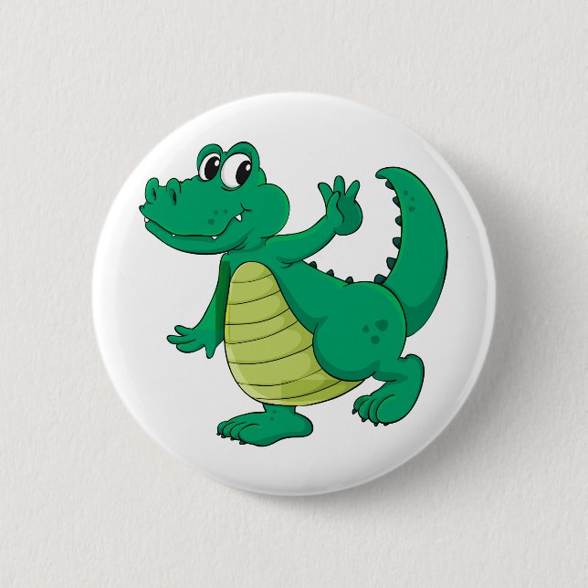 Cartoon crocodile 2 inch round button (Front)
