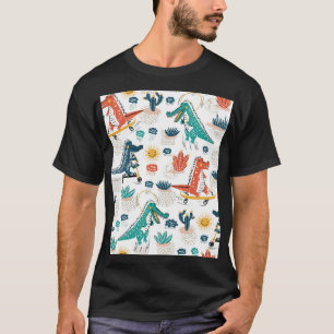 Cartoon Crocodile: Vintage Animal Wallpaper T-Shirt