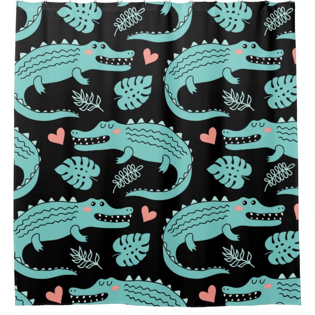 Cartoon crocodiles, cute seamless pattern. (Front)