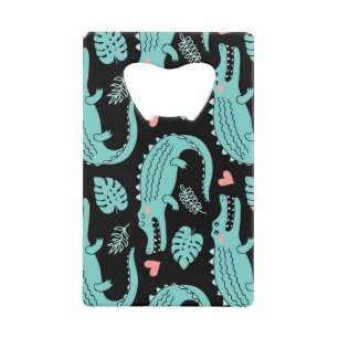 Cartoon crocodiles, cute seamless pattern. credit card bottle opener