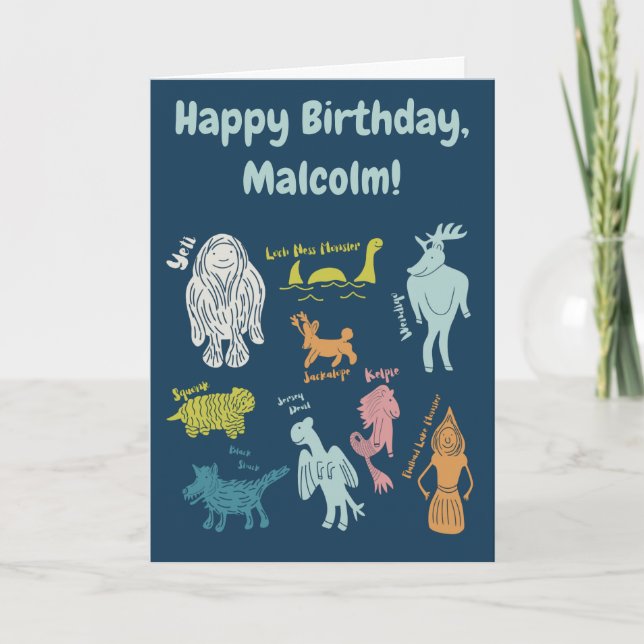 Cartoon Cryptids Cryptozoology Custom Birthday Card (Front)