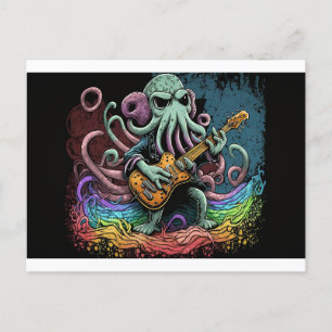 Cartoon Cthulhu Rock 'n Roll  Postcard