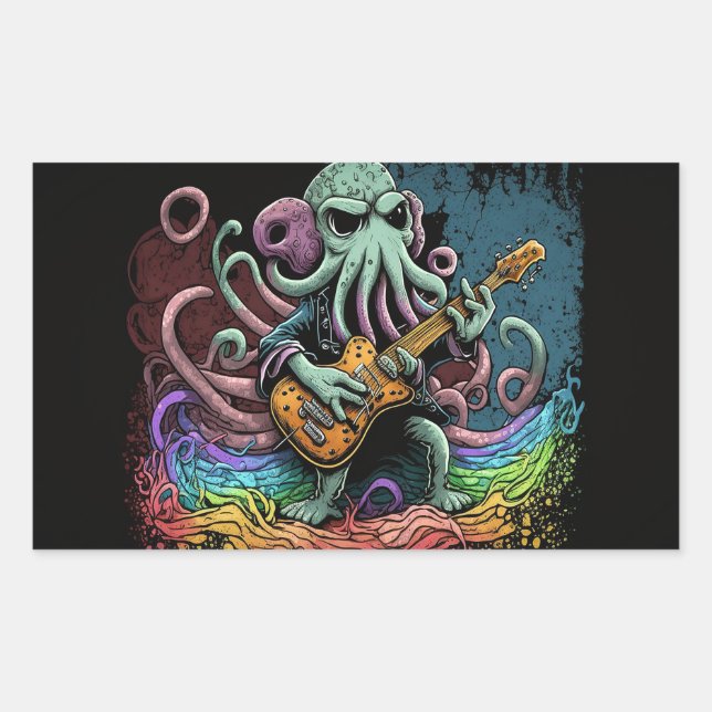 Cartoon Cthulhu Rock 'n Roll  Sticker (Front)