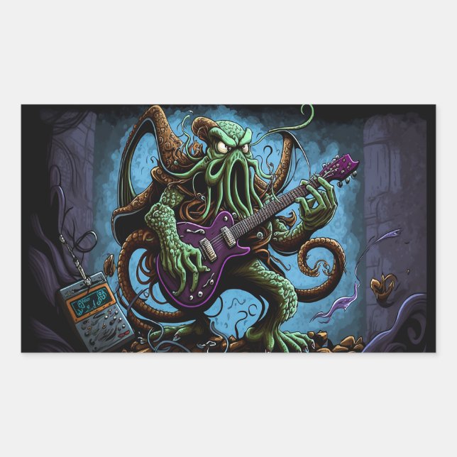 Cartoon Cthulhu Rock 'n Roll  Sticker (Front)