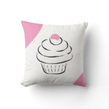 Cartoon Cupcake Throw Pillow