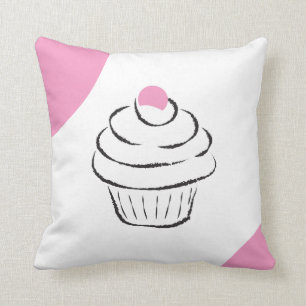 Cartoon Cupcake Throw Pillow