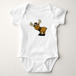 Cartoon Curious moose   choose background colour Baby Bodysuit