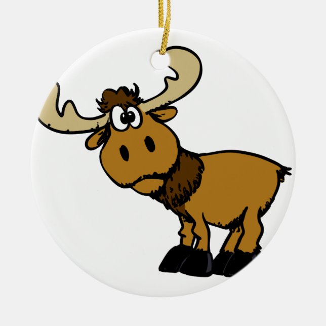 Cartoon Curious moose | choose background colour Ceramic Ornament (Front)