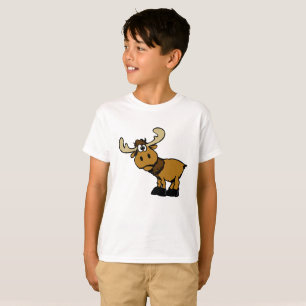 Cartoon Curious moose   choose background colour T-Shirt