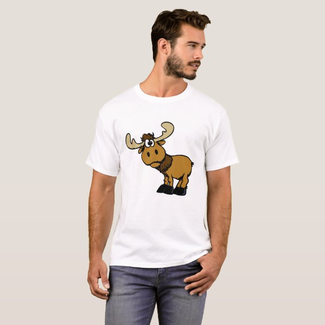 Cartoon Curious moose | choose background colour T-Shirt (Front Full)