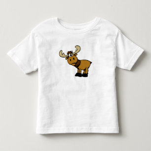Cartoon Curious moose   choose background colour Toddler T-shirt