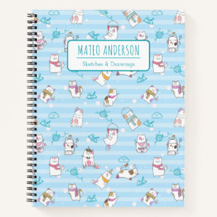 Cartoon Cute Cats Personalized Kid Sketchbook  Notebook