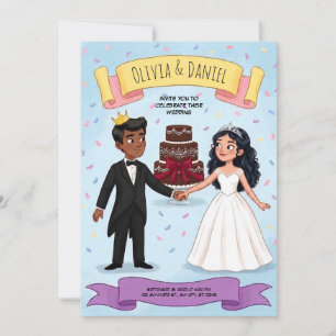 Cartoon Cute Couple Wedding Invitation