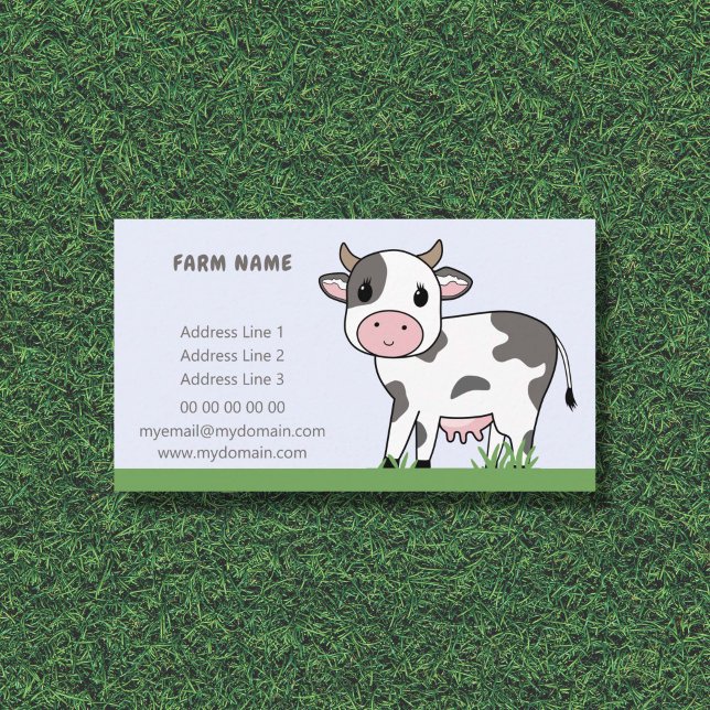 Cartoon Cute Cow Carte de visite de ferme (Cute Cow Business Card )