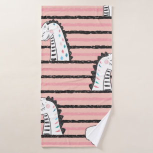 Cartoon Cute Dinosaurs vintage Seamless pattern. C Bath Towel