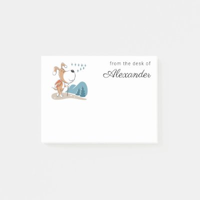 Cartoon Cute Dog Puppy Hiking Woodland Hills
