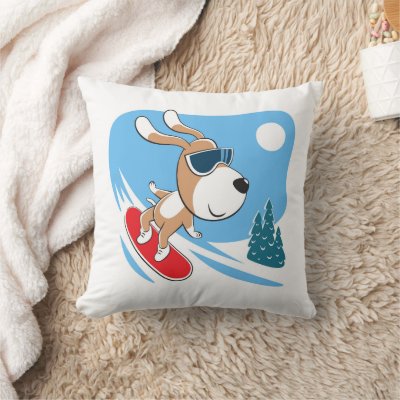 Cartoon Cute Funny Dog Puppy Snowboard Winter Sun