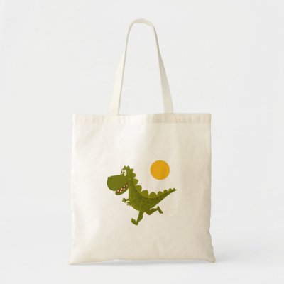 Cartoon Cute Funny Green Running Dinosaur Sun