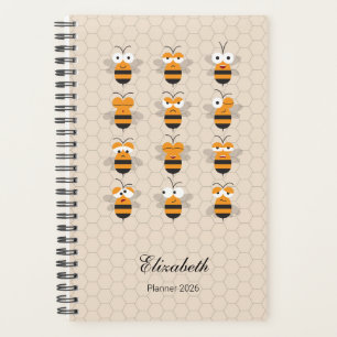 Cartoon Cute Funny Honey Bee Honeycomb 2026 Planner