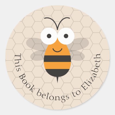 Cartoon Cute Funny Honey Bee Honeycomb Bookplate