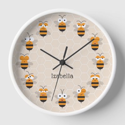 Cartoon Cute Funny Honey Bee Honeycomb