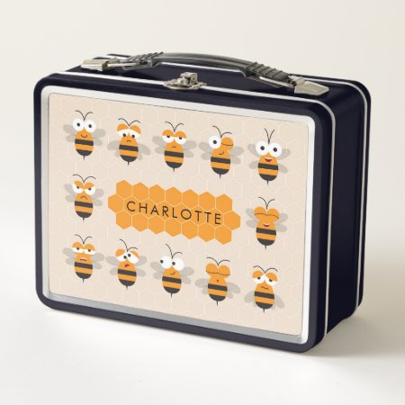 Cartoon Cute Funny Honey Bee Honeycomb