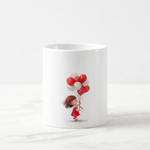 Cartoon Cute Girl with Balloons Mug