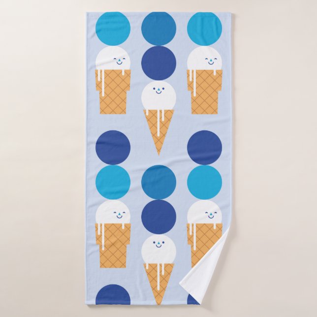 Cartoon cute ice cream seamless pattern design. Vi Bath Towel (Bath Towel)