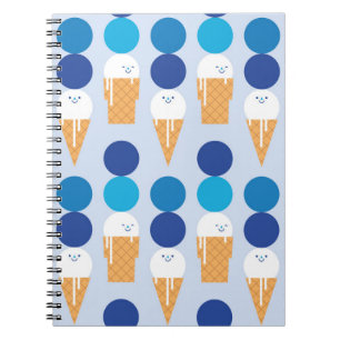 Cartoon cute ice cream seamless pattern design. Vi Notebook