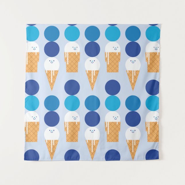 Cartoon cute ice cream seamless pattern design. Vi Tapestry (Front)