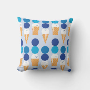 Cartoon cute ice cream seamless pattern design. Vi Throw Pillow