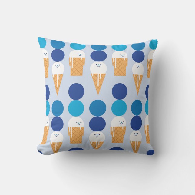 Cartoon cute ice cream seamless pattern design. Vi Throw Pillow (Front)