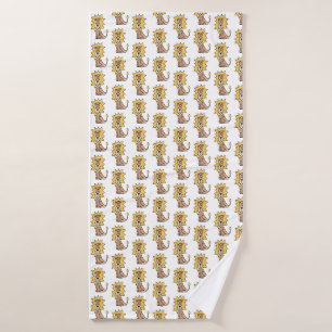 cartoon cute lion kids retro safari jungle animal  bath towel