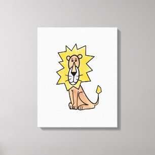 cartoon cute lion kids retro safari jungle animal canvas print