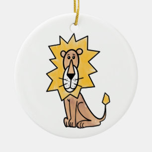 cartoon cute lion kids retro safari jungle animal ceramic ornament