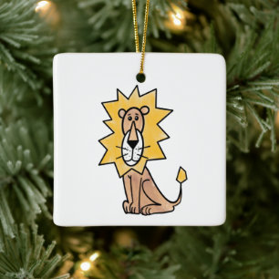 cartoon cute lion kids retro safari jungle animal  ceramic ornament