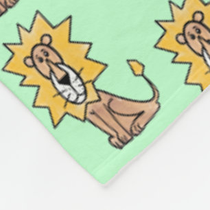 cartoon cute lion kids retro safari jungle animal  fleece blanket