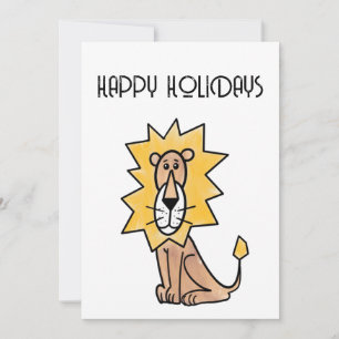 cartoon cute lion kids retro safari jungle animal holiday card