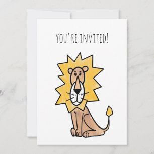 cartoon cute lion kids retro safari jungle animal  invitation