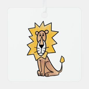 cartoon cute lion kids retro safari jungle animal metal ornament