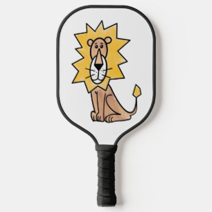 cartoon cute lion kids retro safari jungle animal  pickleball paddle