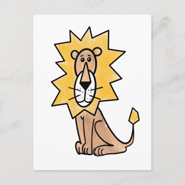 cartoon cute lion kids retro safari jungle animal  postcard (Front)