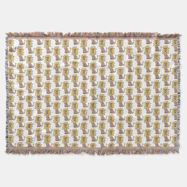 cartoon cute lion kids retro safari jungle animal  throw blanket (Front)