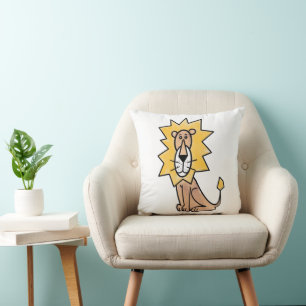 cartoon cute lion kids retro safari jungle animal throw pillow
