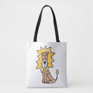 cartoon cute lion kids retro safari jungle animal tote bag
