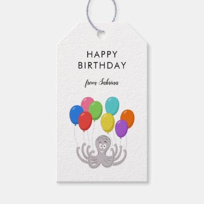 Cartoon Cute Octopus Happy Birthday Balloons