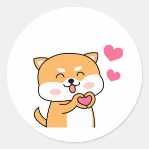 Cartoon Cute Shiba Inu Classic Round Sticker
