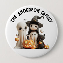 Cartoon Cute Witch Ghost Pumpkins Family Halloween