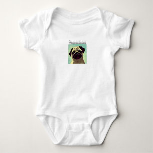Cartoon Cutest Pug Ever Cute Doggy Fun Portrait Baby Bodysuit